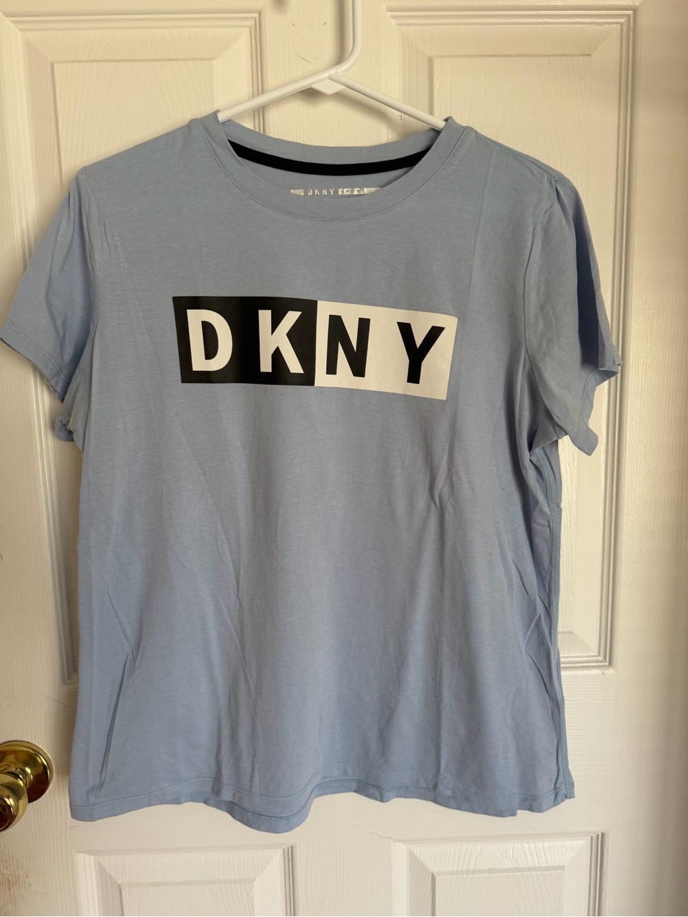 DKNY Sport Powder Blue Logo Tee with Black Trim